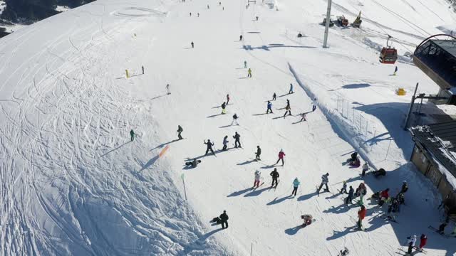 Drone Footage of a People ona Ski Resort