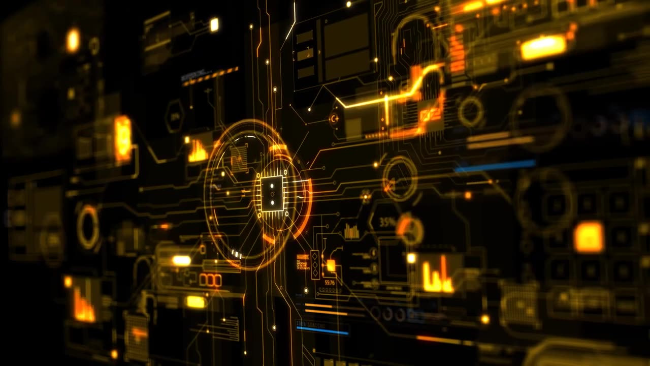 4K 100_ Royalty-Free Stock Footage _ Technology HUD Element Intro Background _ Video(HD)