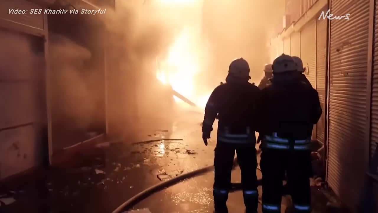 Emergency worker killed responding to fire caused by Russian attack in Kharkiv,