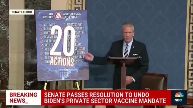 Senate passes resolution to repeal Biden's vaccine mandate for private businesses.