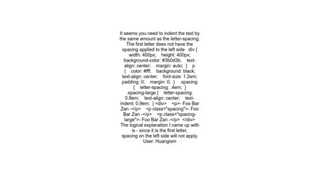 Letter-spacing wrong text center alignment