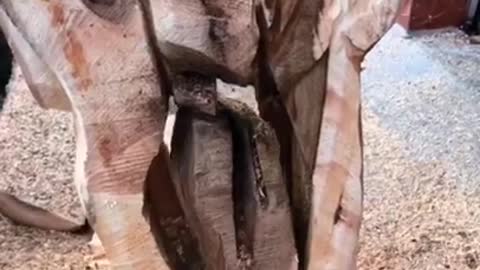 Man carves amazing sculpture from dead tree