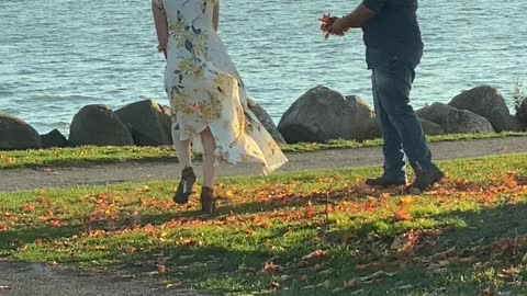 Wedding photo fail, leaves blow WRONG WAY!