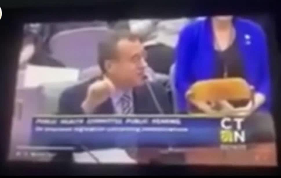 A guy at a hearing for vaccines talks about aluminum entering the brain, and the effects