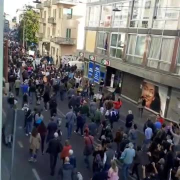 Mestre, Italy: Oct. 15, 2021 Vaccine Passport Protest