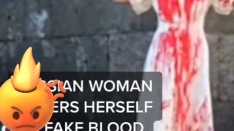 Russian Women Doused Herself In Fake Blood||Russia To protest War||Stop War||Save humanity .