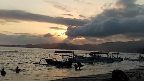 Time lapse sunset on bali beach