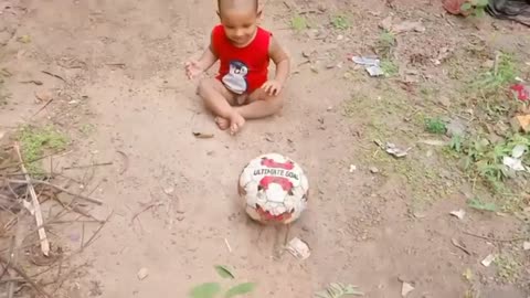Little boy playing amazing football