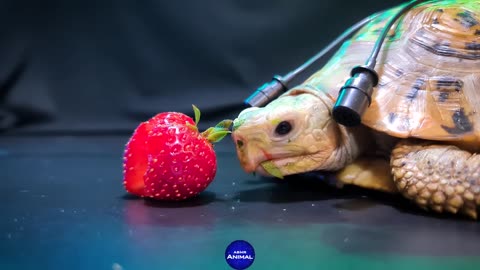 Amazing Turtle Eating Strawberry Mukbang ASMR