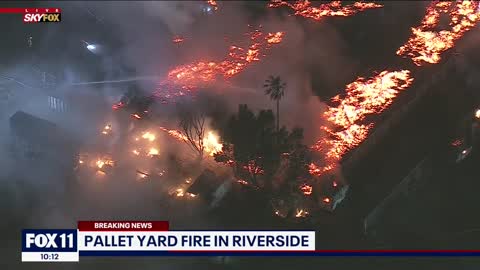 Crews respond to massive fire in Riverside County