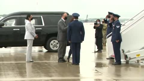 Kamala Harris kisses husband goodbye while both are wearing masks