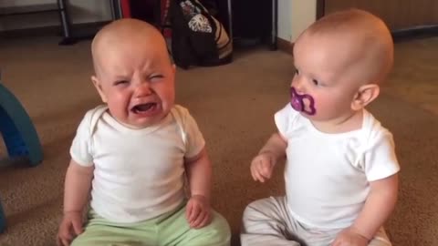 Twin Baby girls fight over pacifier
