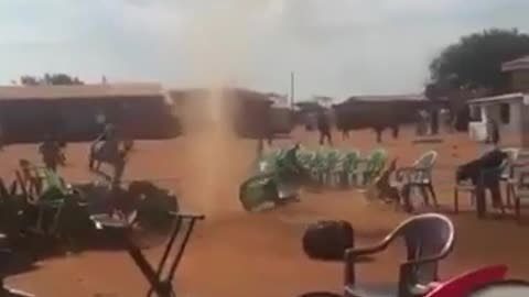 Dust storm eats chairs