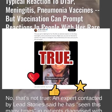 NO Evidence Video Shows Alexis Lorenze Suffering Typical Reaction To Vaccines -- Rare Condition