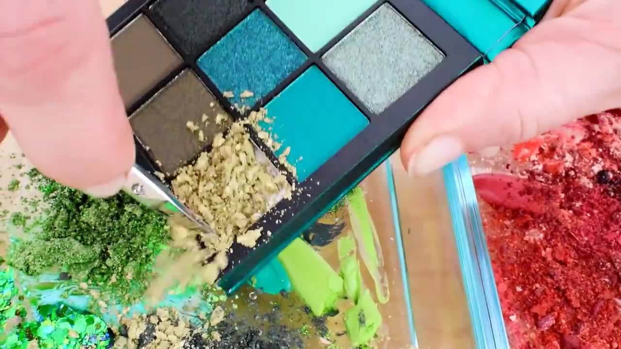 Emerald vs Ruby - Mixing Makeup Eyeshadow Into Slime! Special Series 97 Satisfyi