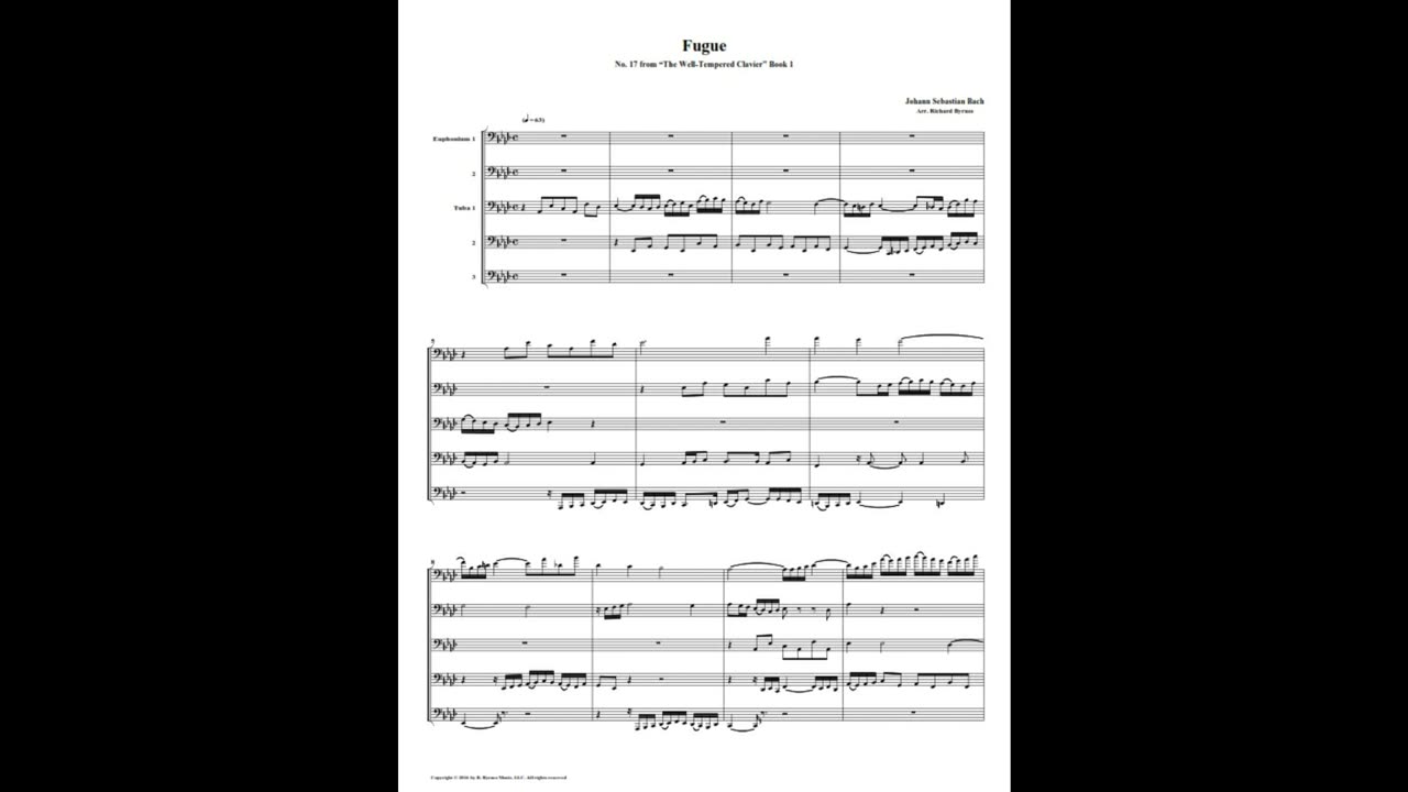 J.S. Bach - Well-Tempered Clavier: Part 1 - Fugue 17 (Euphonium-Tuba Quintet)