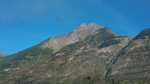 Fire in the mountains on Switzerland