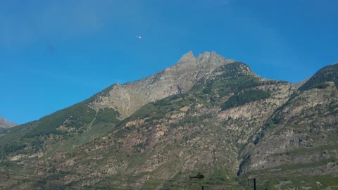 Fire in the mountains on Switzerland