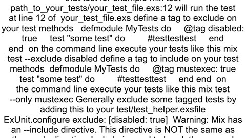 How can I make Mix run only specific tests from my suite of tests