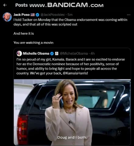 You are watching a movie!!!! Obama and Big Mike call Kamala Harris