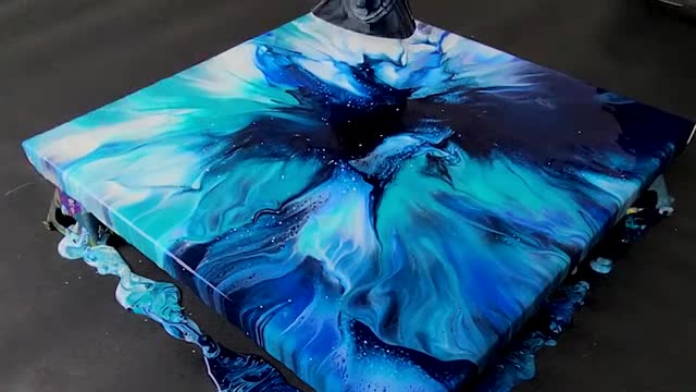 Hair Dryer Blowout Acrylic Pours with Blues!