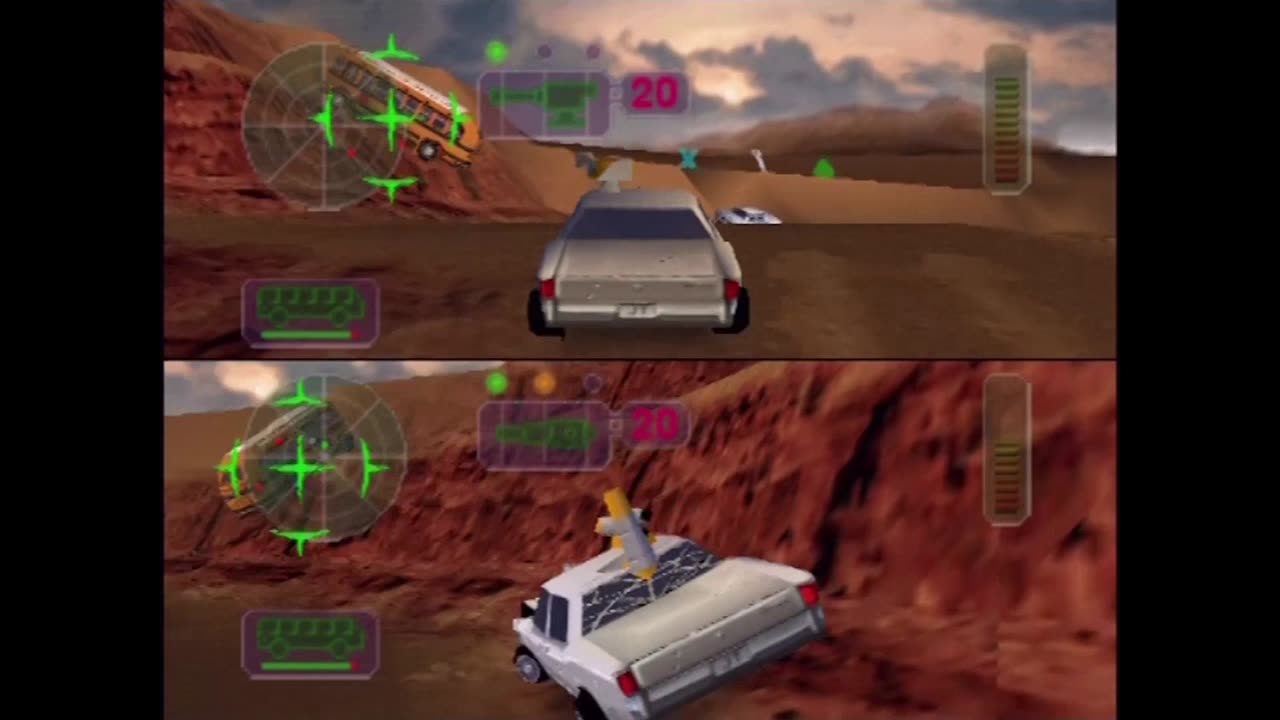 Vigilante 8 Two Player Cooperative Mode - Sand Factory (Actual N64 Capture)