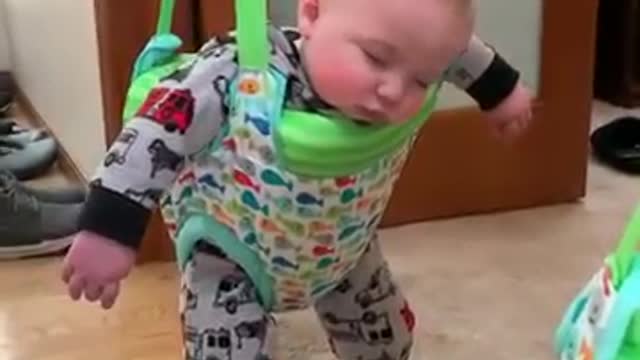 Baby Bounces in his sleep while sitting on the bouncing chair