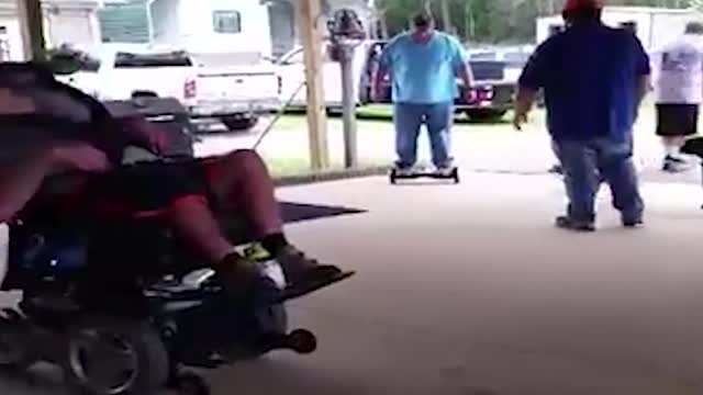 Country Dad Tries Out New Hoverboard And Almost Breaks Tailbone