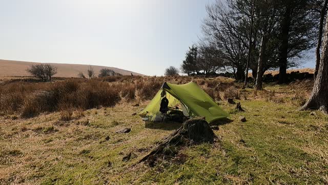 Lightweight trekking pole set up. Beautiful landscape.