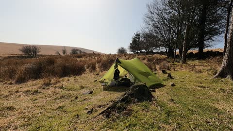 Lightweight trekking pole set up. Beautiful landscape.