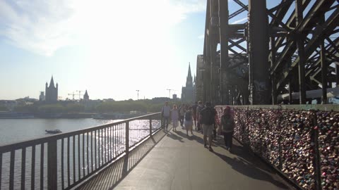 The Hohenzollern Bridge Crossing River-Rhine City of cologne Cathedral Skyline