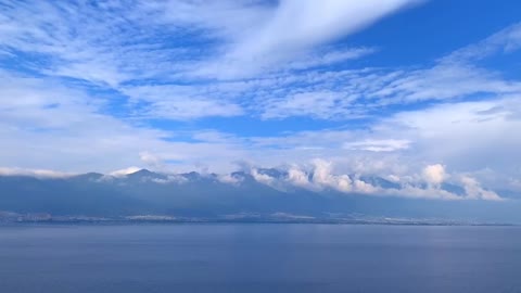 Clouds shrouded the top of the mountain