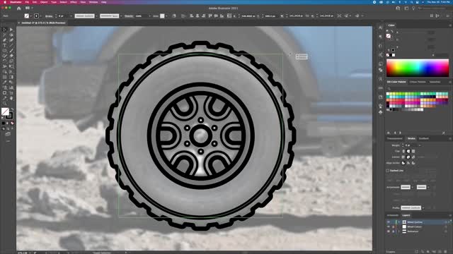 Illustrator drawing - teach you how to draw a blue off-road SUV 2
