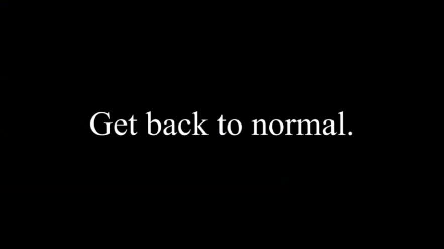 GET BACK TO NORMAL . . . "not be bat-shit crazy"