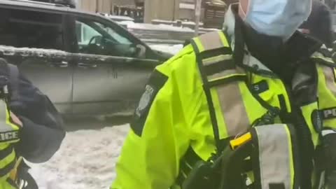 Woman not allowed to go for a coffee in Ottawa as Police patrols the road following protests