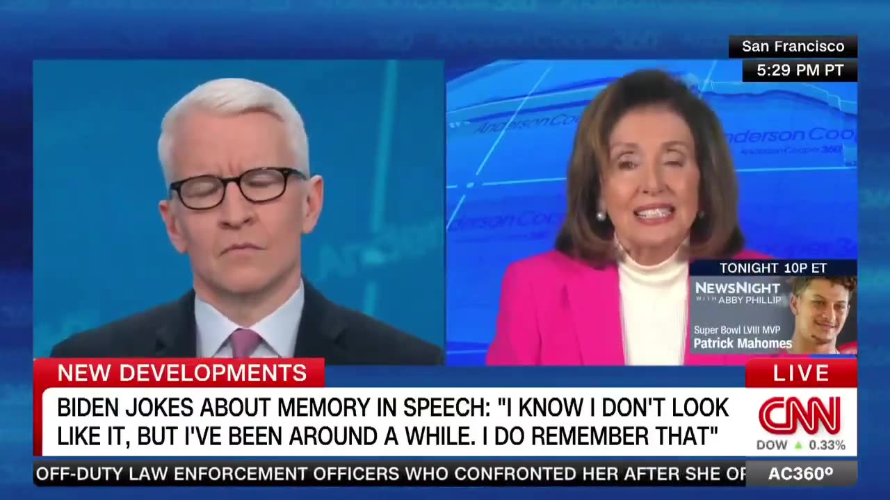 Pelosi Teams Up With Anderson Cooper To Defend Dementia Joe