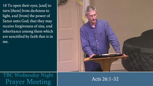 TBC Wednesday Night Prayer Meeting - Acts 26 - March 24, 2021