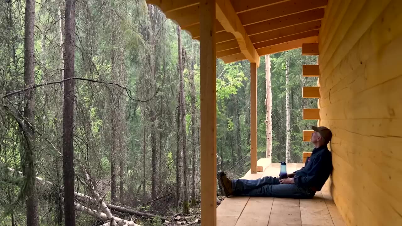 Log Cabin Building TIMELAPSE Built by ONE MAN (and Grandson)