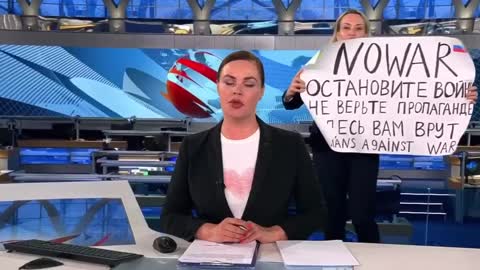 The activist disrupted the news release on the main channel of the Russian Federation