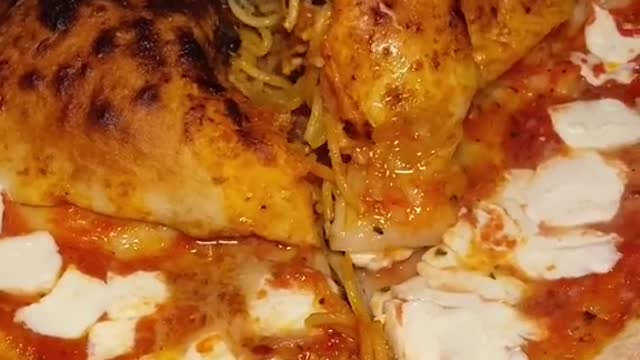 SPAGHETTI & MEATBALL STUFFED PIZZA-CALZONE from Gelso & Grand in NYC!