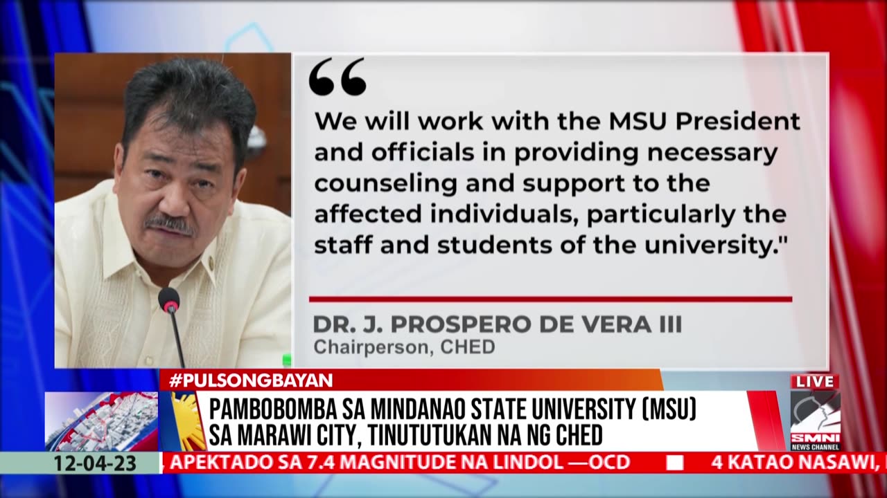 Pambobomba sa Mindanao State University sa Marawi City, tinututukan na ng CHED