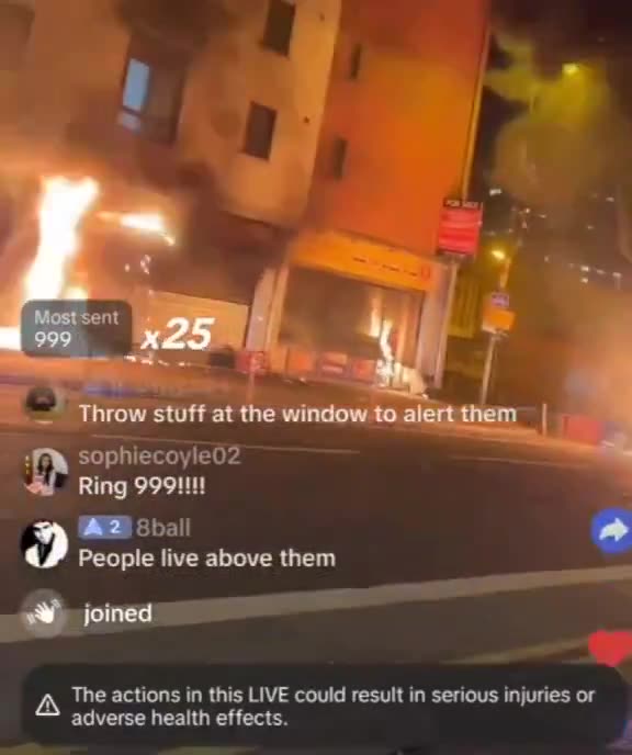 Fires in Belfast tonight following a day of #EnoughisEnough protests across the UK.