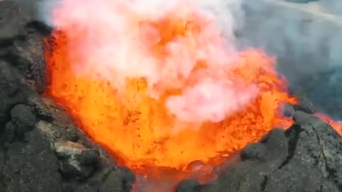 The power of a volcano scene up close