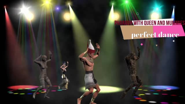 PHARAOH WITH QUEEN AND MUMMIES