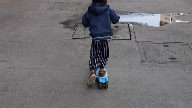 Kids enjoying mini scooter