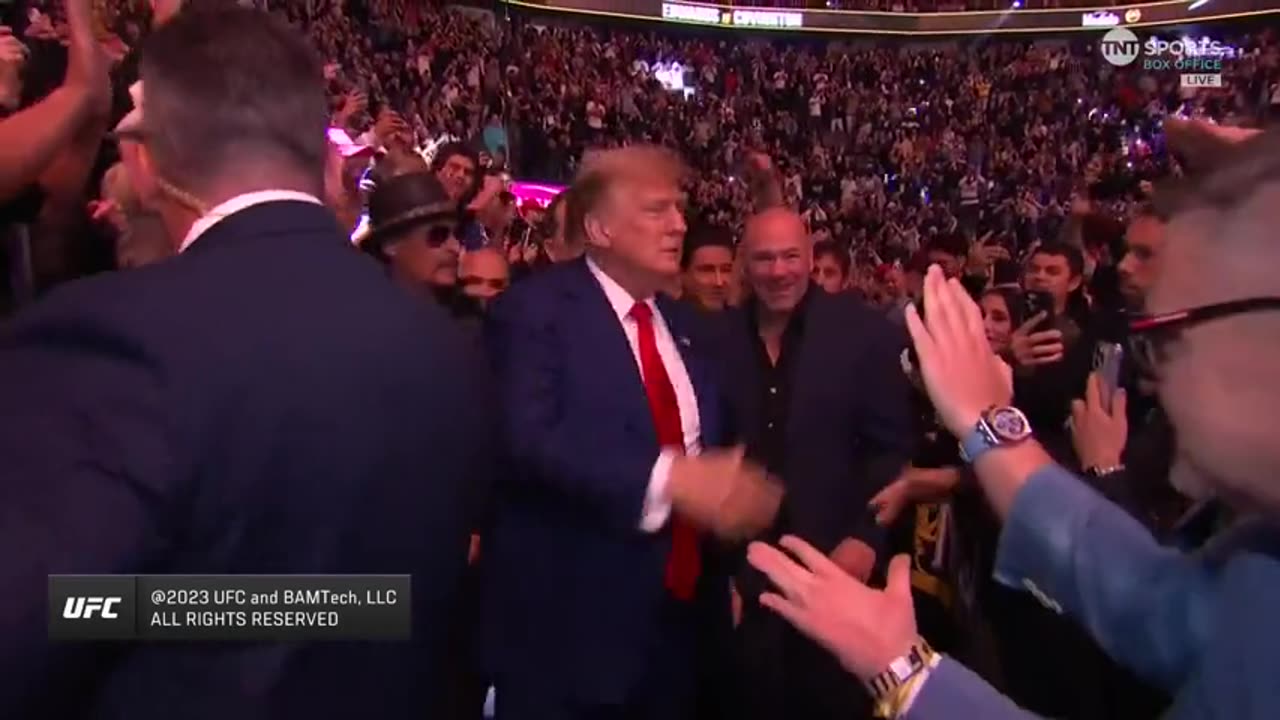 trump walks out with kid rock and DANA WHITE at UFC 296 in LAS VEGAS, NEVADA!