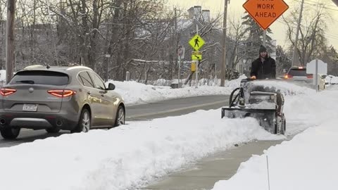 Boss Snowrator MAG clearing sidewalks in Merrimac MA