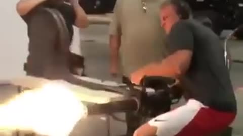 Rob Gronkowski Shooting a Mini Gun