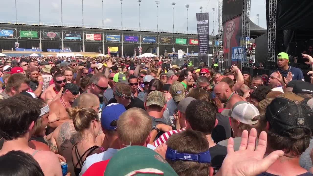 Deadpool gets dropped while crowd surfing