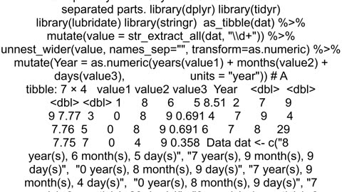 Transform X Years Y Months Z Days into numeric in R